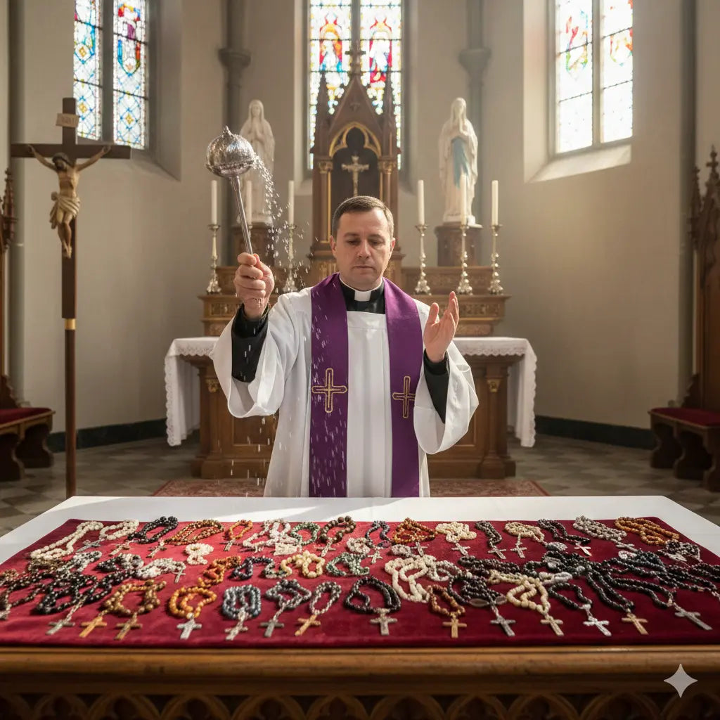 Priest Blessing Catholic Rosaries
