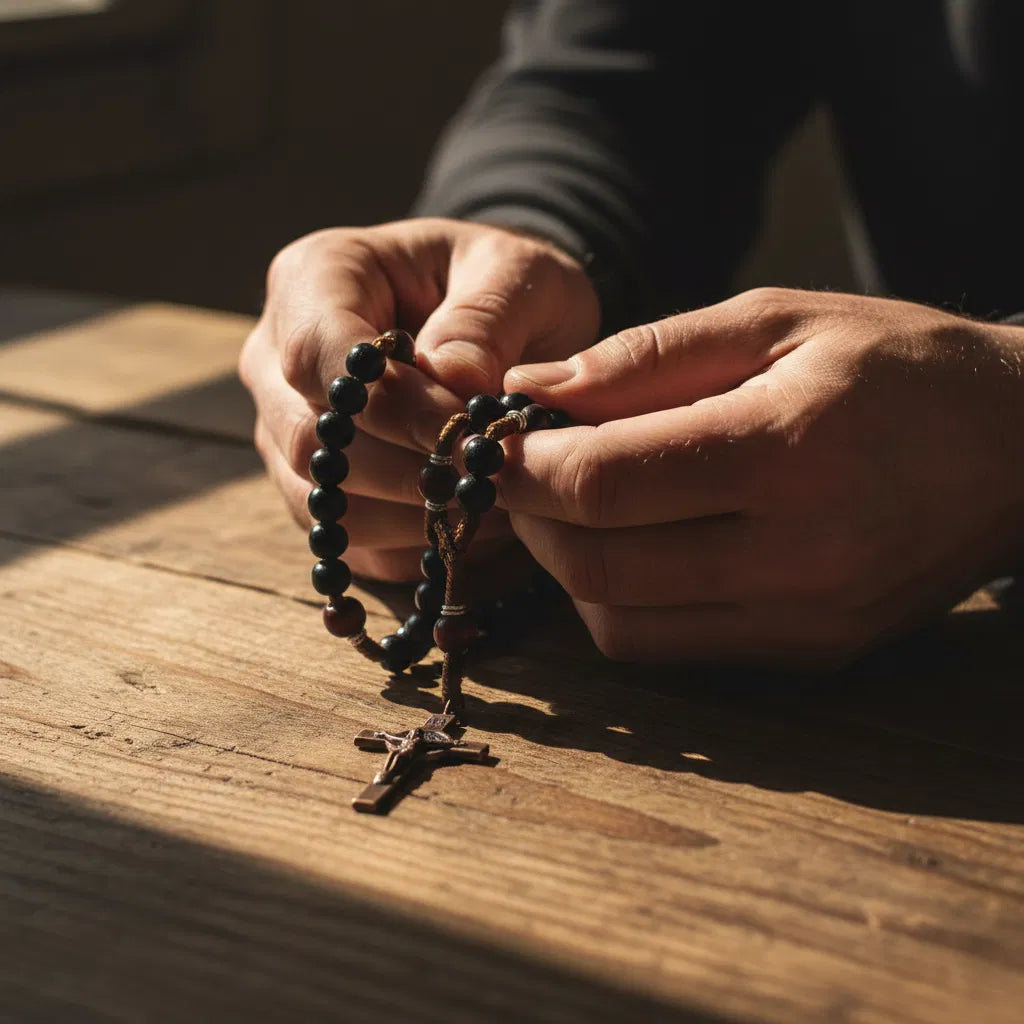 Pereson holid a rosary for prayer