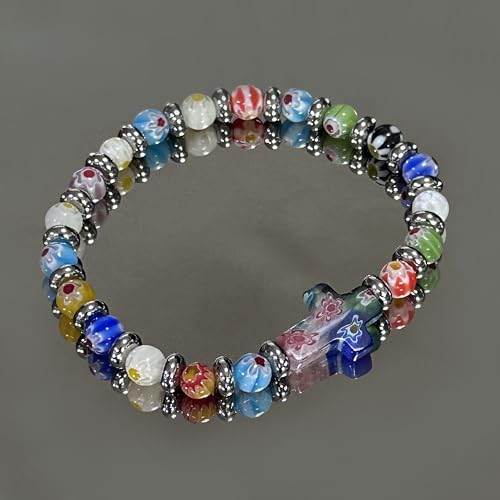 Murano Glass Rainbow Beaded Bracelet - Nazareth Store