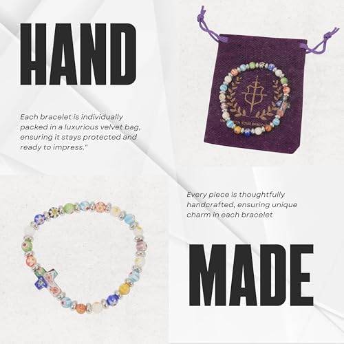 Murano Glass Rainbow Beaded Bracelet - Nazareth Store