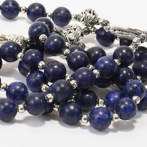 Blue Lapis Lazuli Beads Rosary Necklace with Miraculous Medal - Nazareth Store