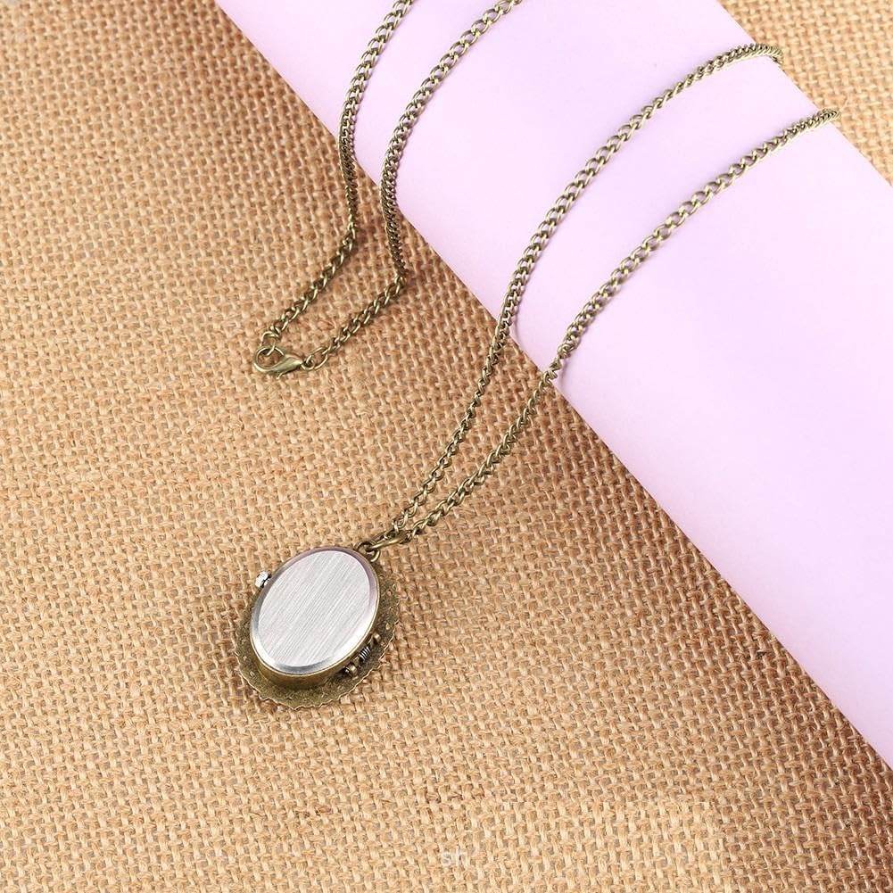 Christian Madonna and Jesus Antique Bronze Pocket Watch Pendant Quartz Chain Necklace - Nazareth Store