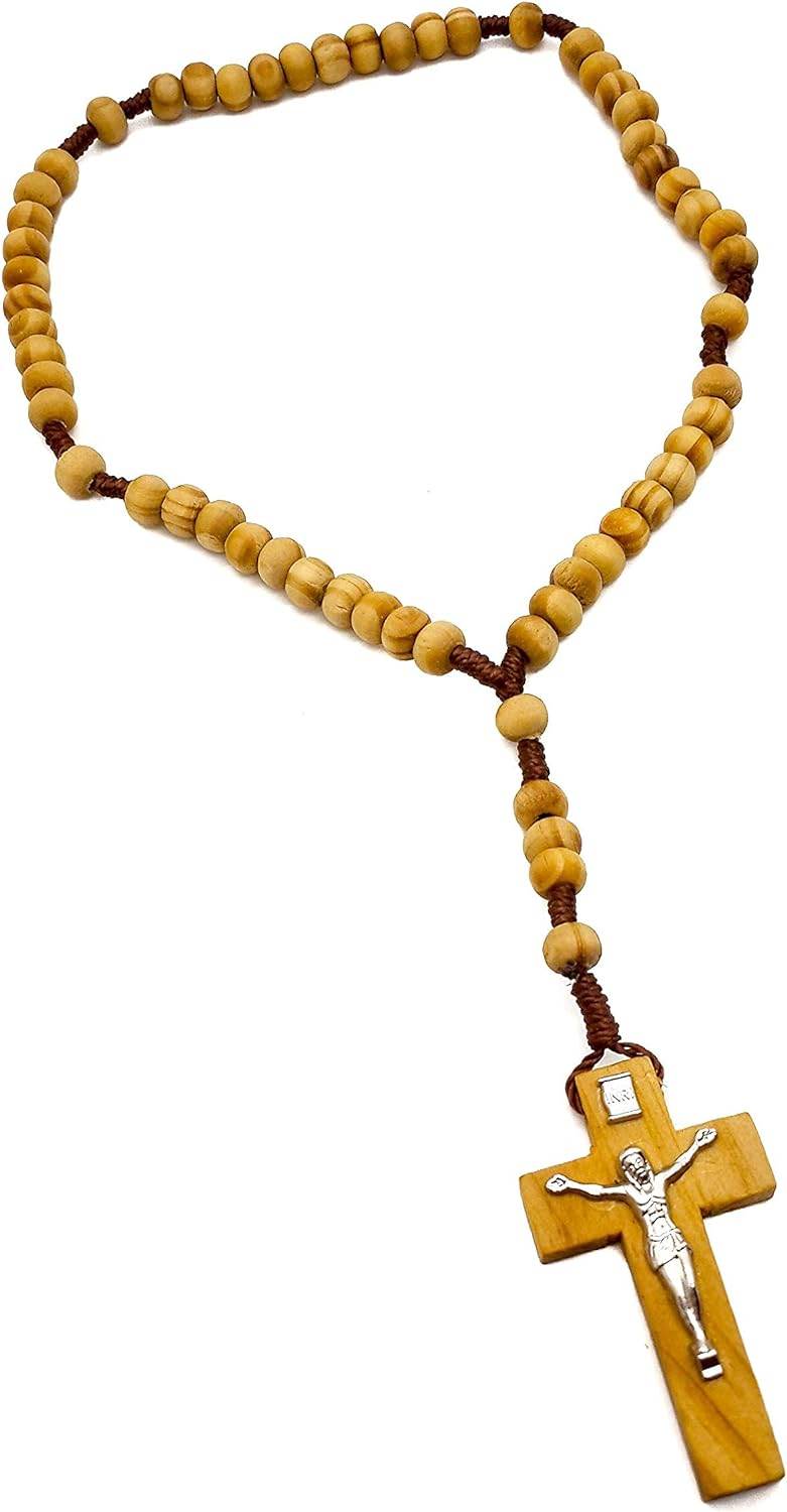Jerusalem Olive Wood Rosary Catholic Wooden Prayer Beads Corded Christian - Nazareth Store