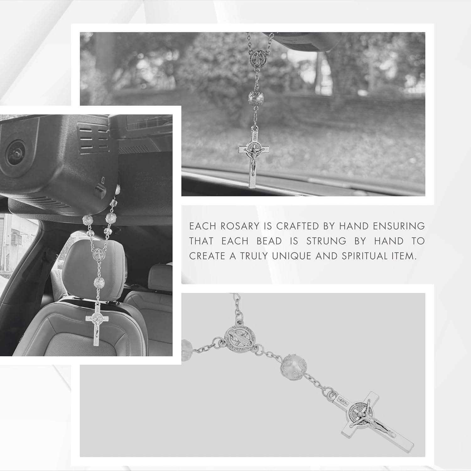 One Decade Green Car Rosary St. Benedict Medal Hanging Pendant - Nazareth Store