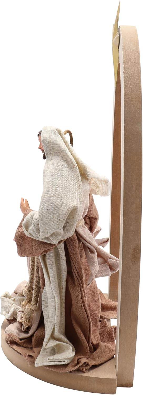 Wooden Nativity Set Resin Holy Family Figurines – 14.5 x 10 Inches - Nazareth Store