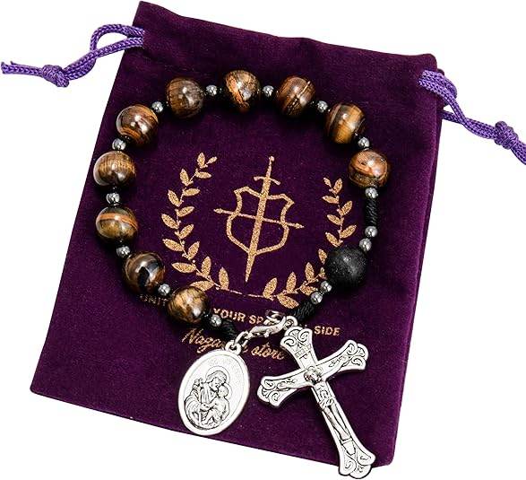 Brown Tiger Eye Beads One Decade Rosary Bracelet - Nazareth Store