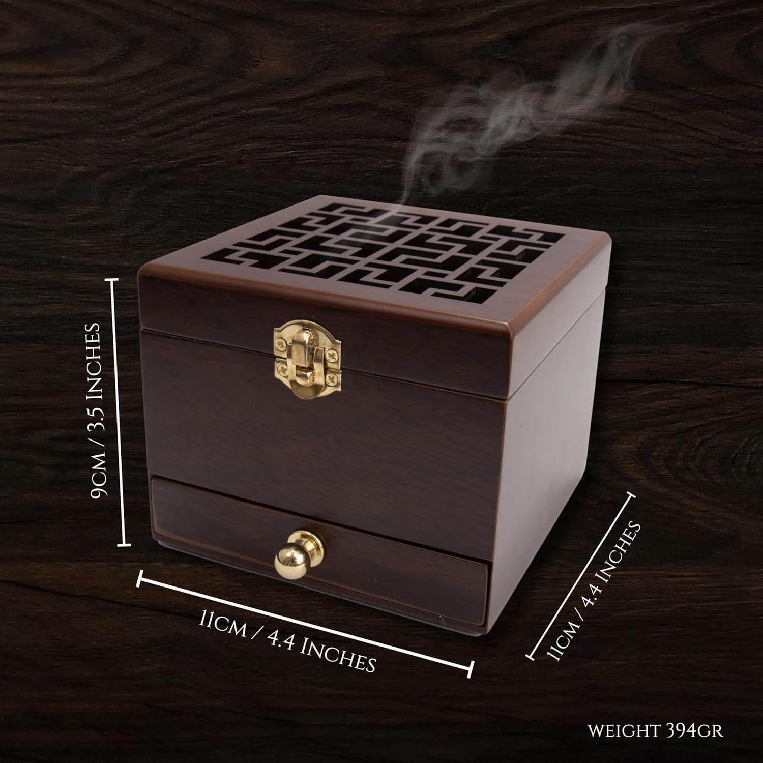 Wood Incense Burner Holder Natural Ash Wooden Box Distiller Cone - Nazareth Store