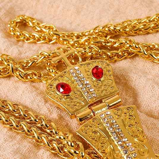 Orthodox Gold Plated Cross Necklace Red Stone Christian Crucifix Pendant