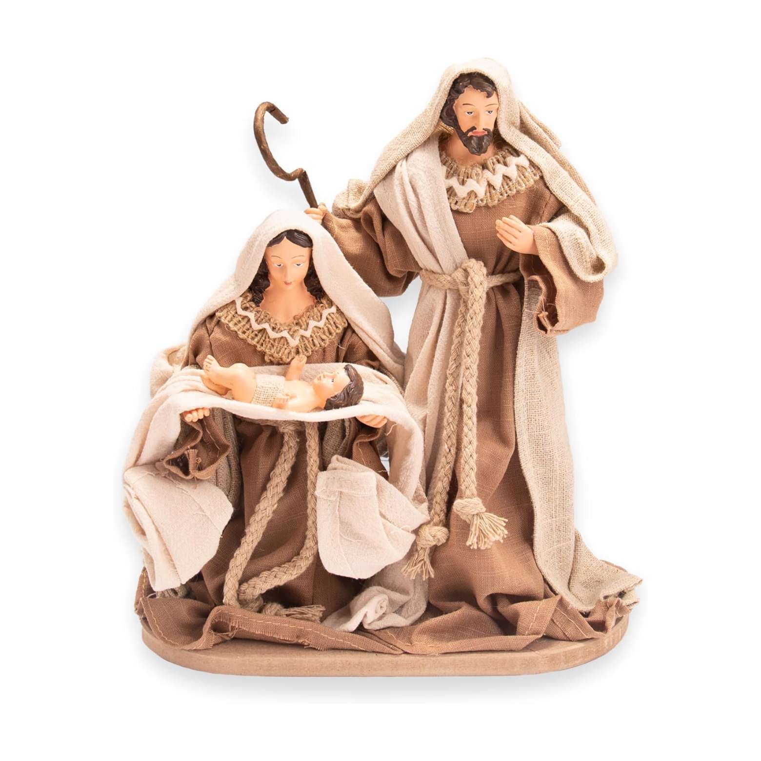 Handcrafted Resin Nativity Set Fabric Clothes Traditional Christmas 9.4 Inches Figurine