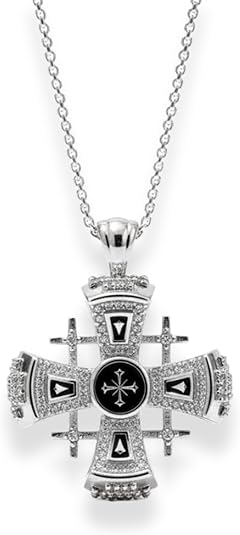 Black Enamel Jerusalem Cross Necklace