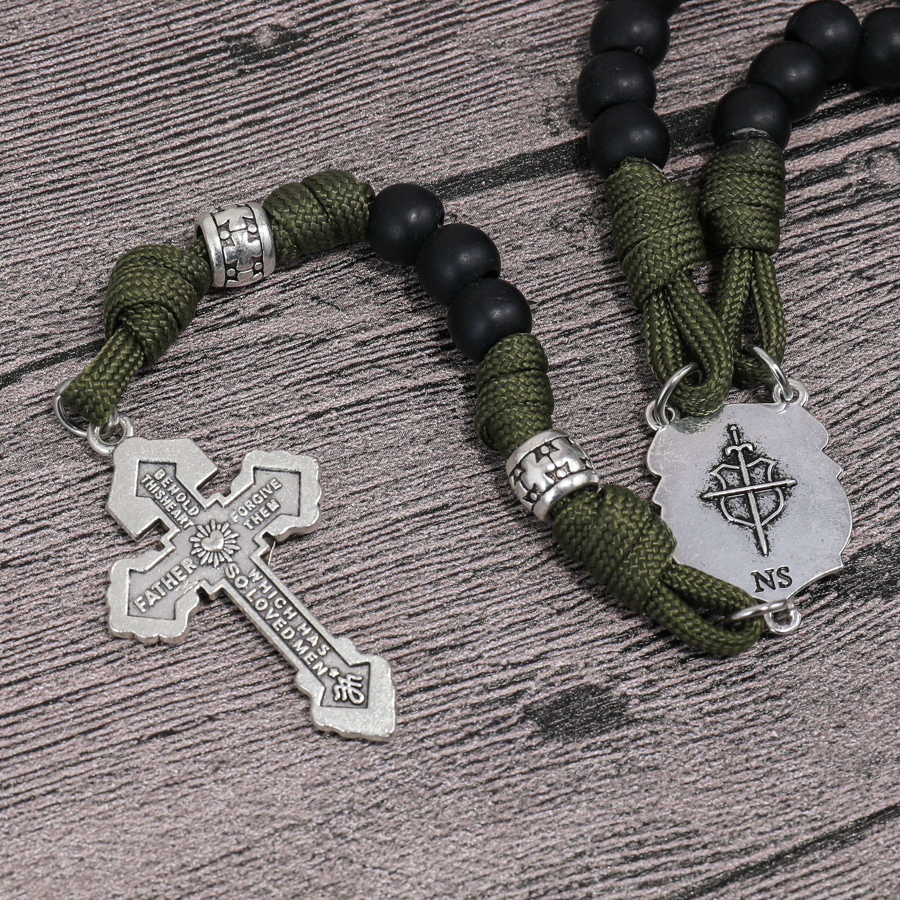St. Michael Paracord Rosary Beads Rugged Rosary Necklace Strong Corded Catholic Pardon Crucifix - Nazareth Store