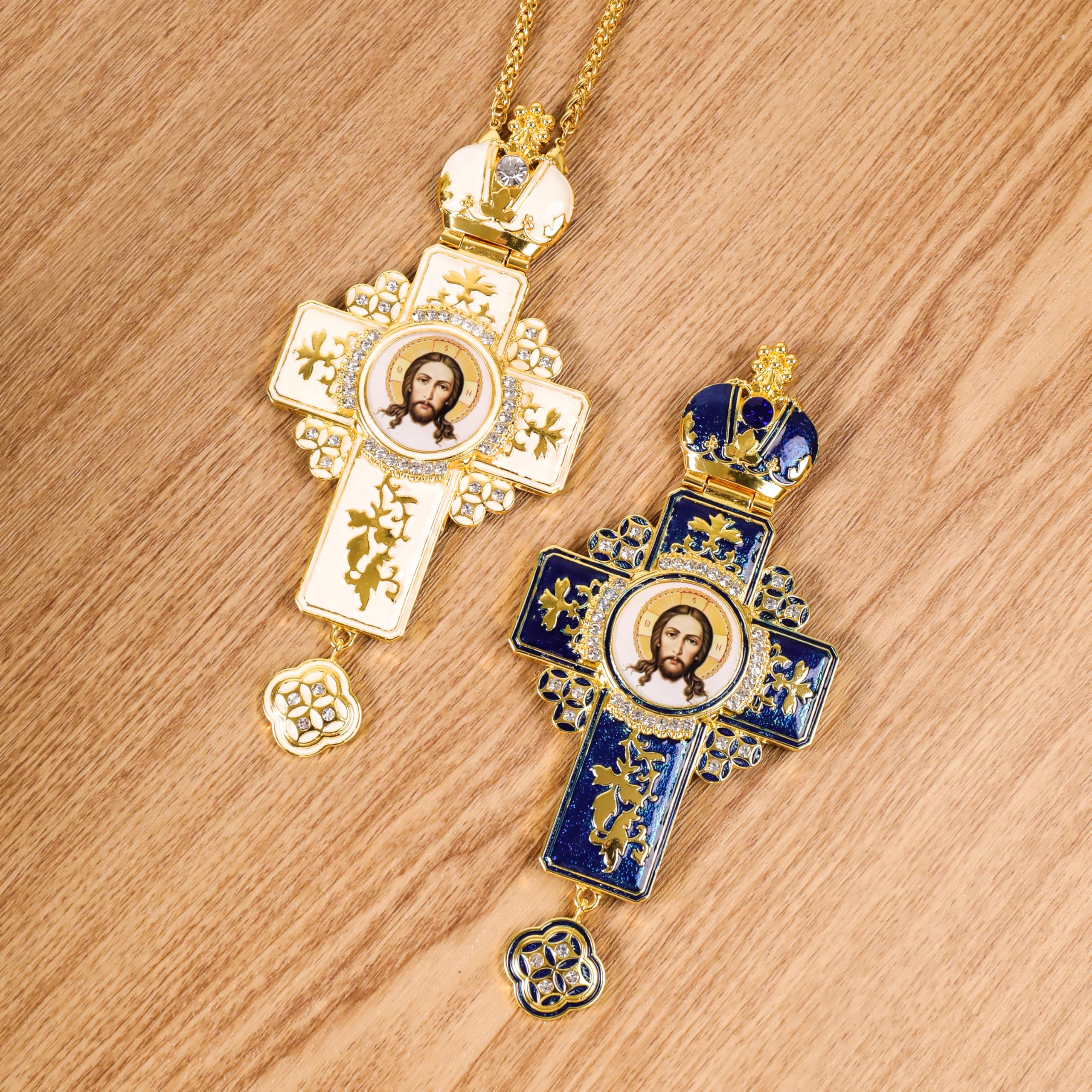 Orthodox White Enamel Gold Plated Cross Pendant is a striking symbol of Christian faith, designed with attention to detail and elegance.