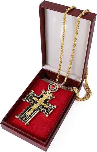 Round Red Stone Pectoral Cross Pendant Multi Zircon Crucifix Necklace