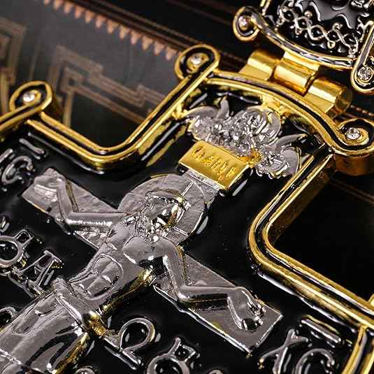 Black Enamel Orthodox Cross Pendant Gold Plated Necklace