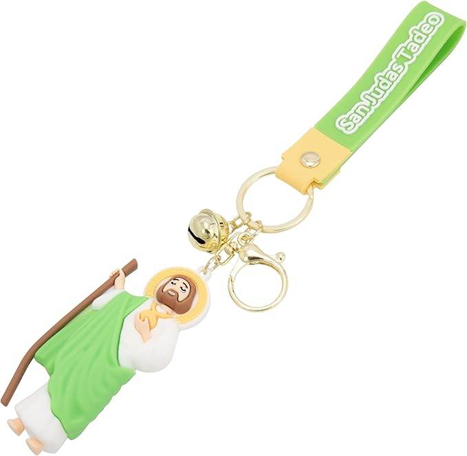Yellow San Judas Tadeo Silicone Keychain Catholic Religious Key Ring - Nazareth Store