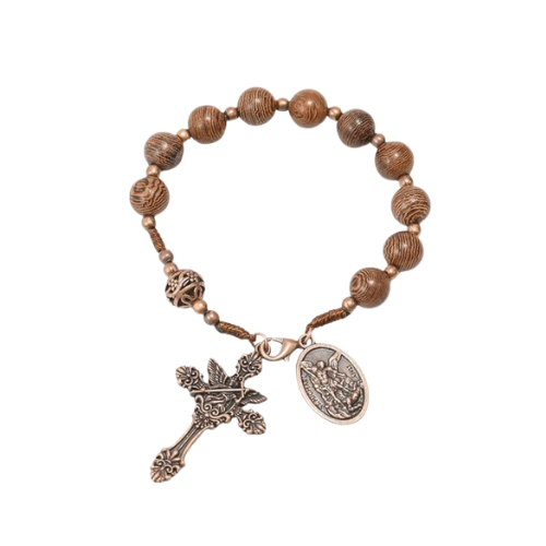 Rosario para espejo retrovisor de coche de San Miguel, cuentas de madera de protección de una década