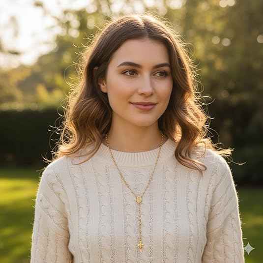 18K Gold Bronze Rosary Necklace Our Lady of Guadalupe & Crucifix with 4mm Prayer Beads (Copy)