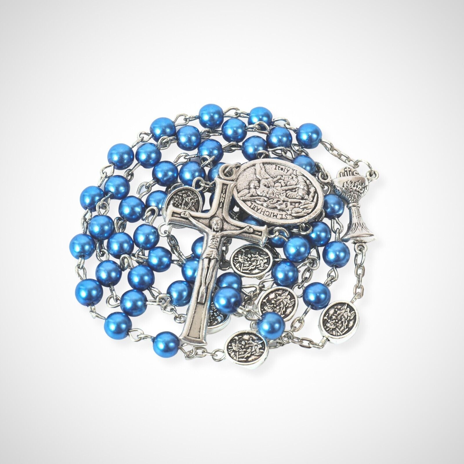 Cerulean Glass Pearl Beaded Rosary Making Kit-7902-R