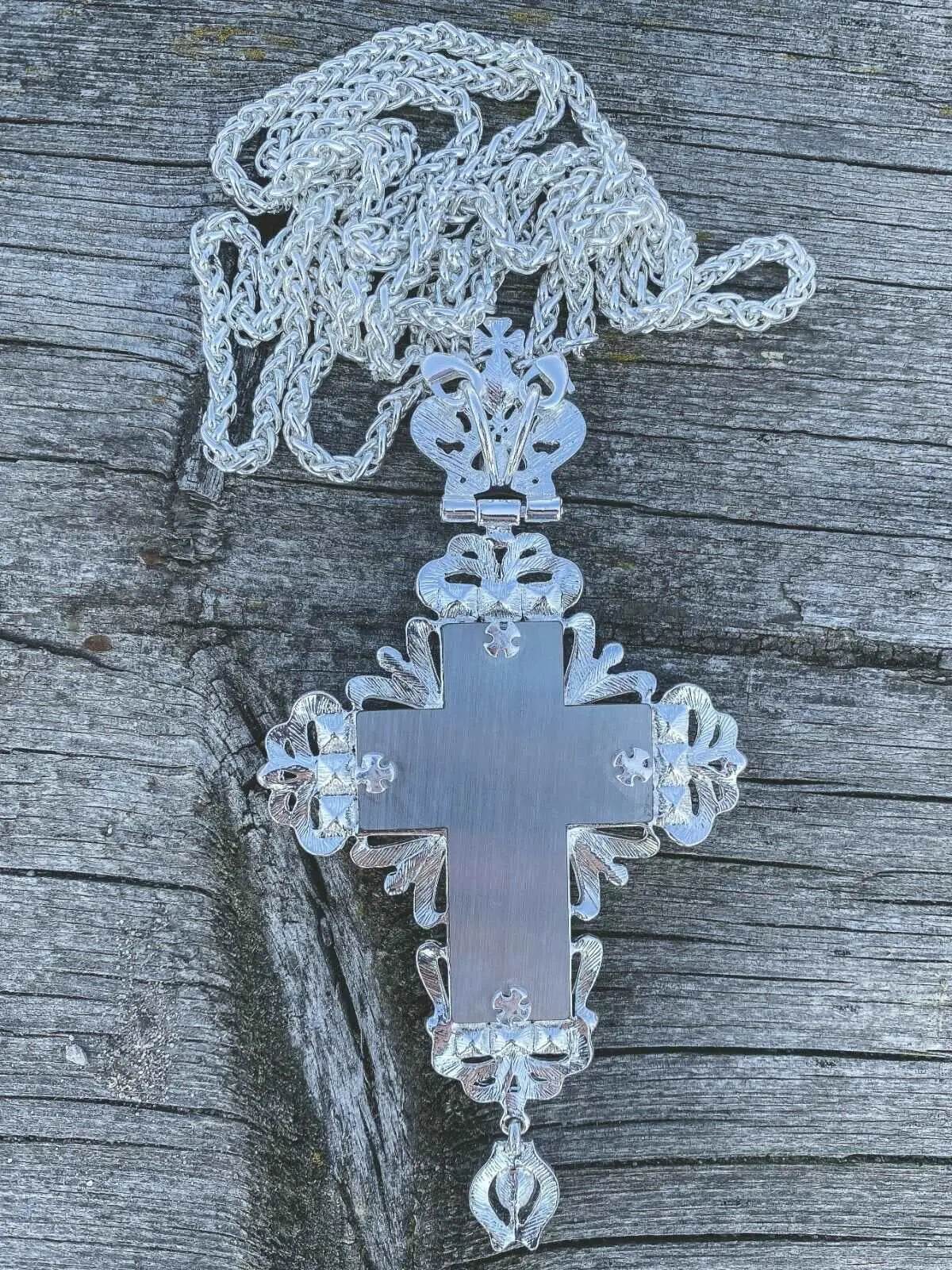 Green Crystallized Pectoral Cross Pendant Crucifix Clergy Jesus Priest Bishop - Nazareth Store
