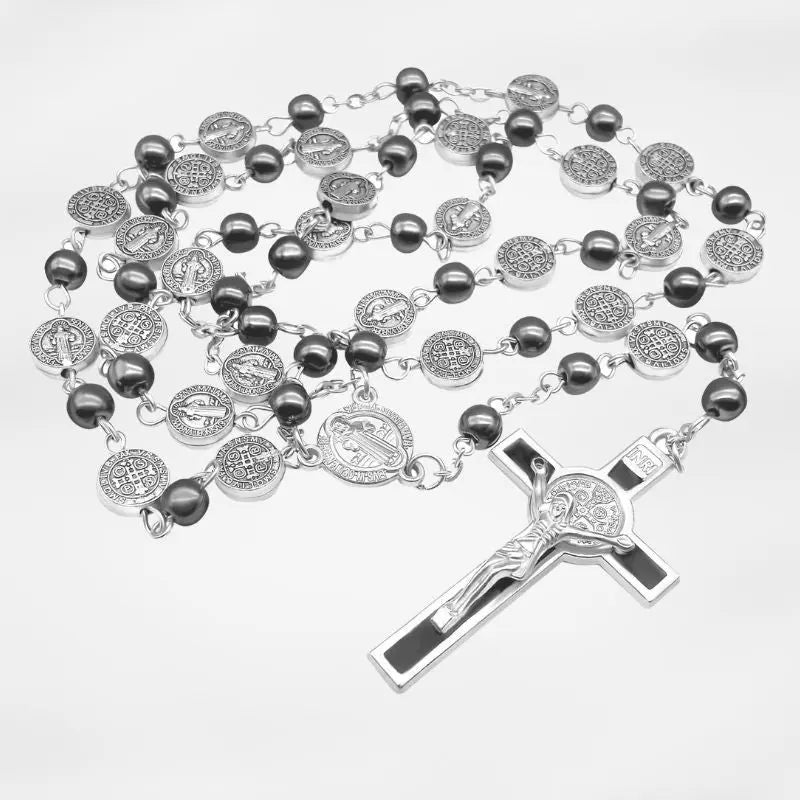 Metal rosary deals necklace