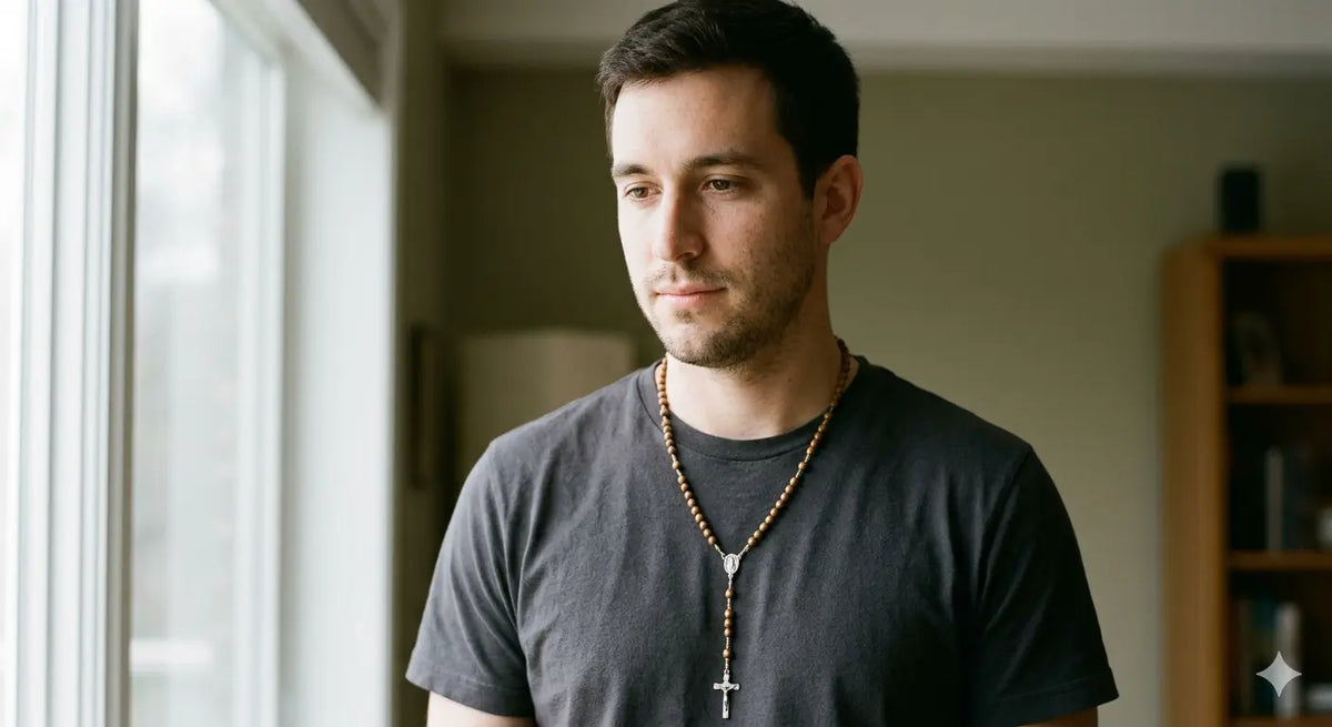 Man wearing a rosary