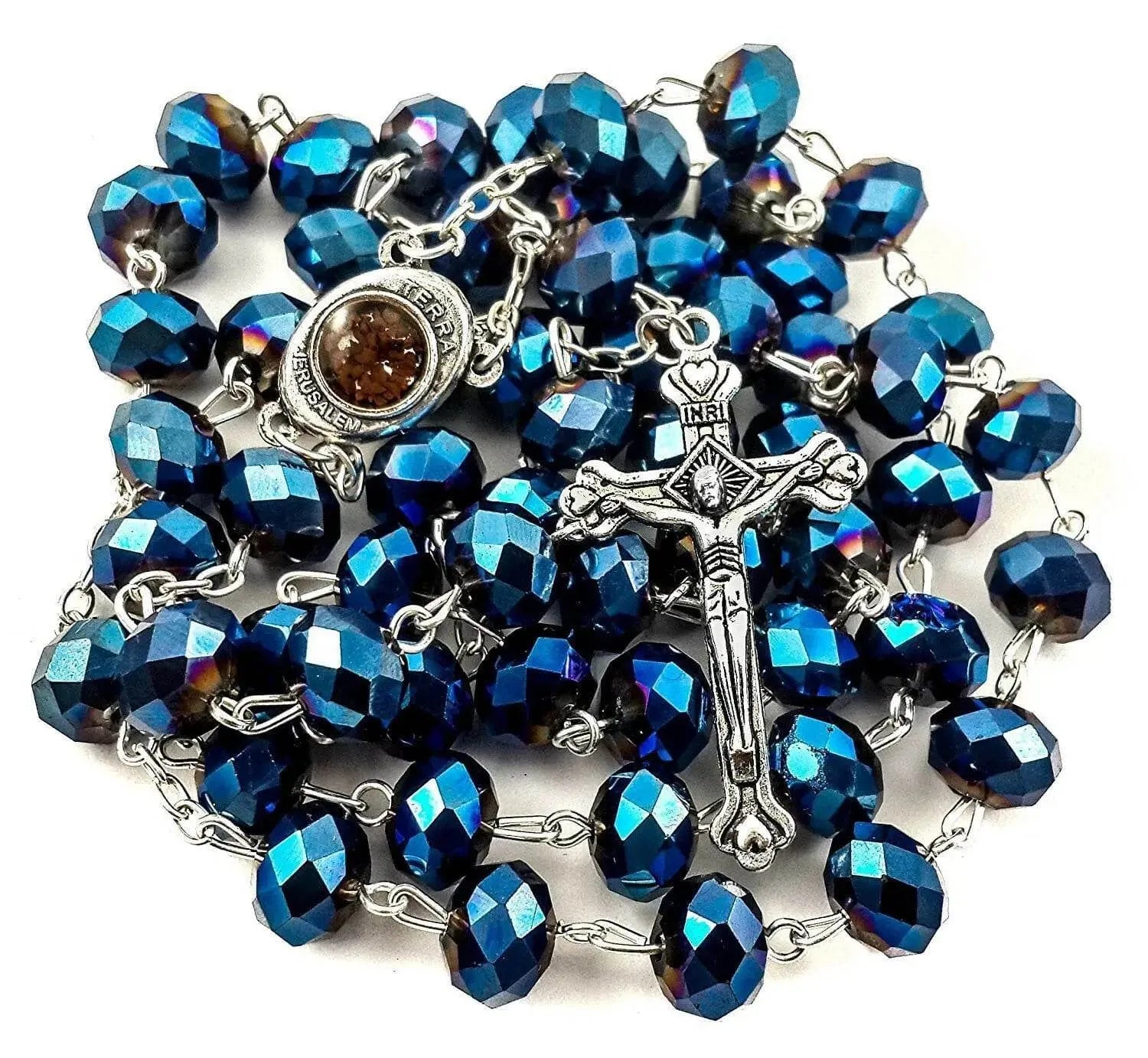 Deep Blue Crystal Beads Rosary - Nazareth Store