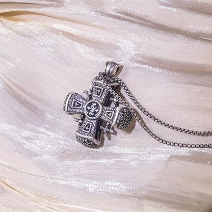 Crusaders Jerusalem Cross Pendant Necklace Gold Plating 18k Enamel Crystallized Stones 