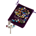 Colorful Murano Glass Rosary Necklace with Holy Soil Medal and Cross Nazareth Store