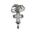 Green Crystals Bishop Pectoral Cross Silver Crystallized Zircons Clergy Crucifix 23