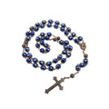 Deep Blue Crystallized Beads Rosary Handmade Prayer Necklace Nazareth Store