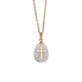 Natural Sapphire Crystal Stone 18K Gold Cross Catholic Jewelry Pendant Nazareth Store