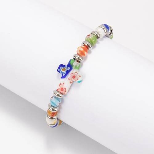 Murano Glass Rainbow Beaded Bracelet - Nazareth Store