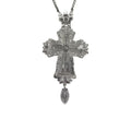 Green Crystals Bishop Pectoral Cross Silver Crystallized Zircons Clergy Crucifix 23