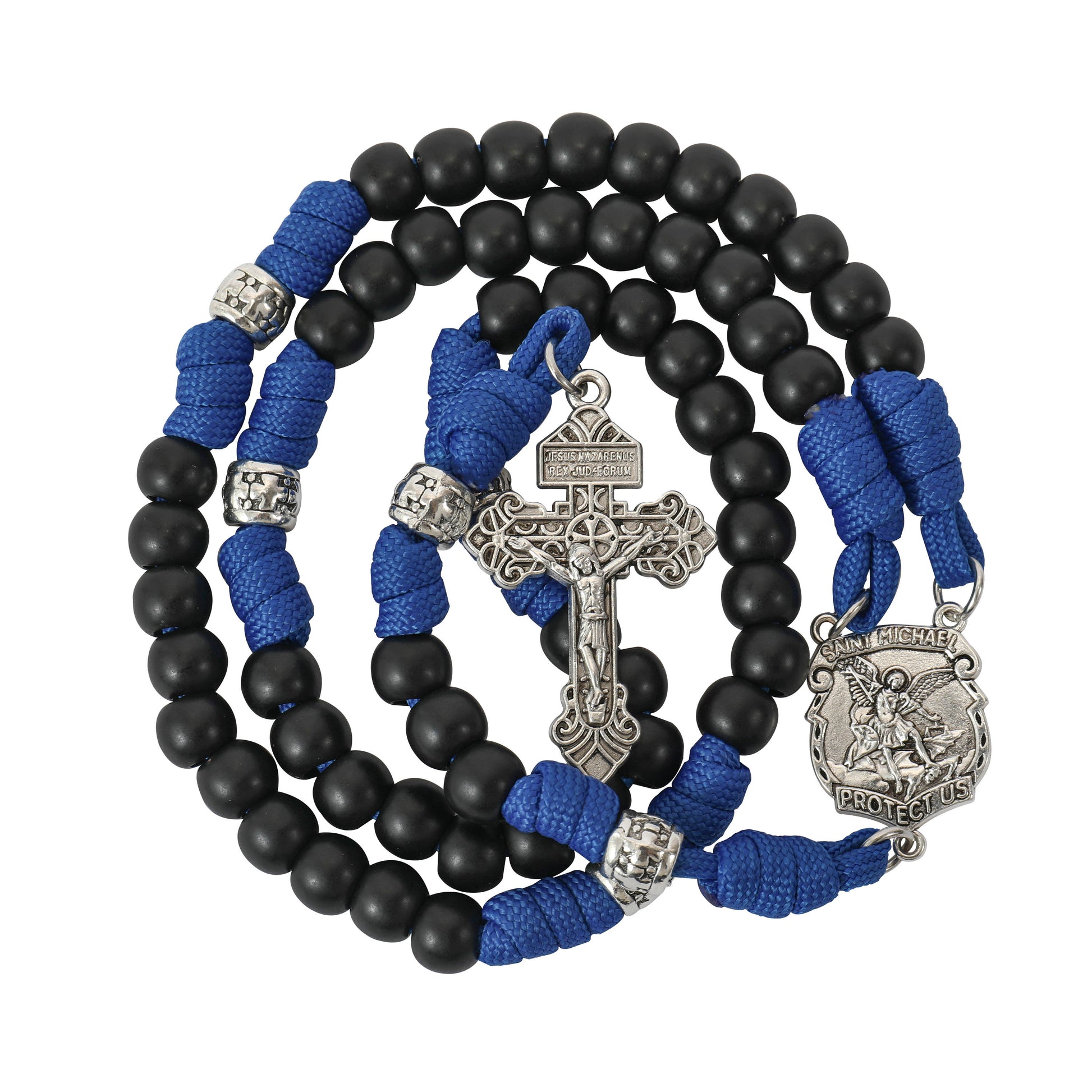 St. Michael Blue Paracord Rosary Beads Rugged Rosary Necklace Strong Corded Catholic Pardon Crucifix Nazareth Store