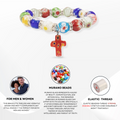 Colorful Agate Stone Beads Bracelet Rosary Hanging Cross Nazareth Store