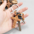 3pcs Wooden Crucifix Keychain Set Hand-Carved Peach Wood with Beaded Rope Nazareth Store
