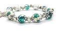 Green Crystals Cross Bracelet Christian Classic Beaded Bangle Nazareth Store