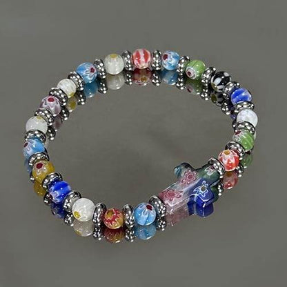 Murano Glass Rainbow Beaded Bracelet - Nazareth Store