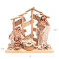 Pine Wood Nativity Set Holy Family in Cotton Fabric Clothes 14