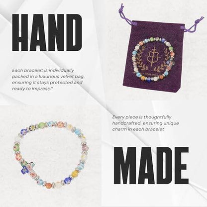 Murano Glass Rainbow Beaded Bracelet - Nazareth Store