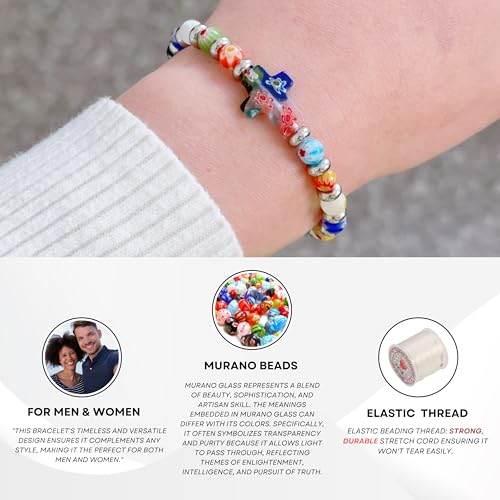 Murano Glass Rainbow Beaded Bracelet - Nazareth Store