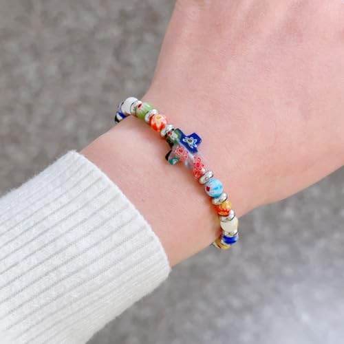 Murano Glass Rainbow Beaded Bracelet - Nazareth Store