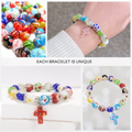 Colorful Agate Stone Beads Bracelet Rosary Hanging Cross Nazareth Store