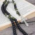 St.Michael Black Beads Red Paracord Rosary Rugged Beaded Pardon Cross Nazareth Store