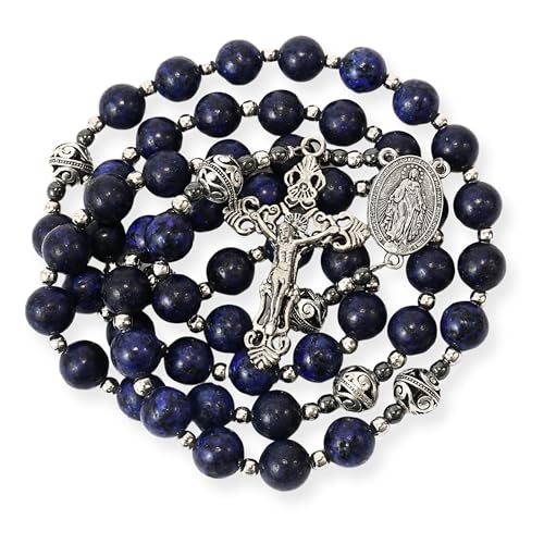 Blue Lapis Lazuli Beads Rosary Necklace Nazareth Store