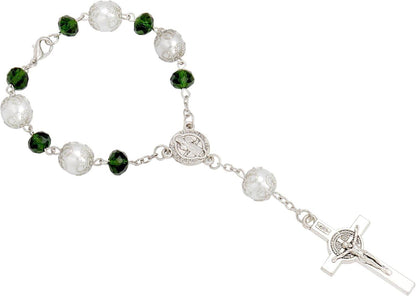 One Decade Green Car Rosary St. Benedict Medal Hanging Pendant - Nazareth Store