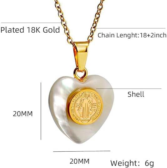 St. Benedict 18K Gold Plated Mother of Pearl Pendant Necklace - Nazareth Store