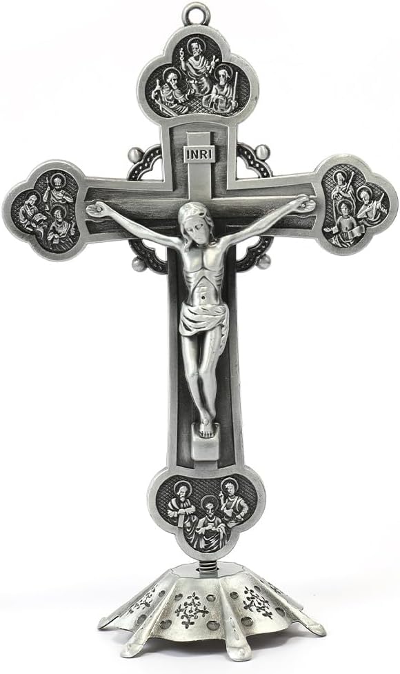 Copy of Ornament Art Jesus Antique Silver Plated Deatachable Standing Crucifix Desk Nazareth Store