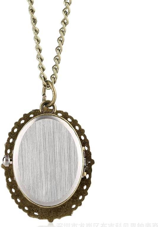 Antique Bronze Pocket Watch Pendant with Holy Mary & Baby Jesus Chain Necklace - Nazareth Store