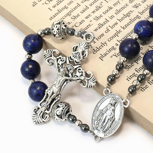 Blue Lapis Lazuli Beads Rosary Necklace Nazareth Store